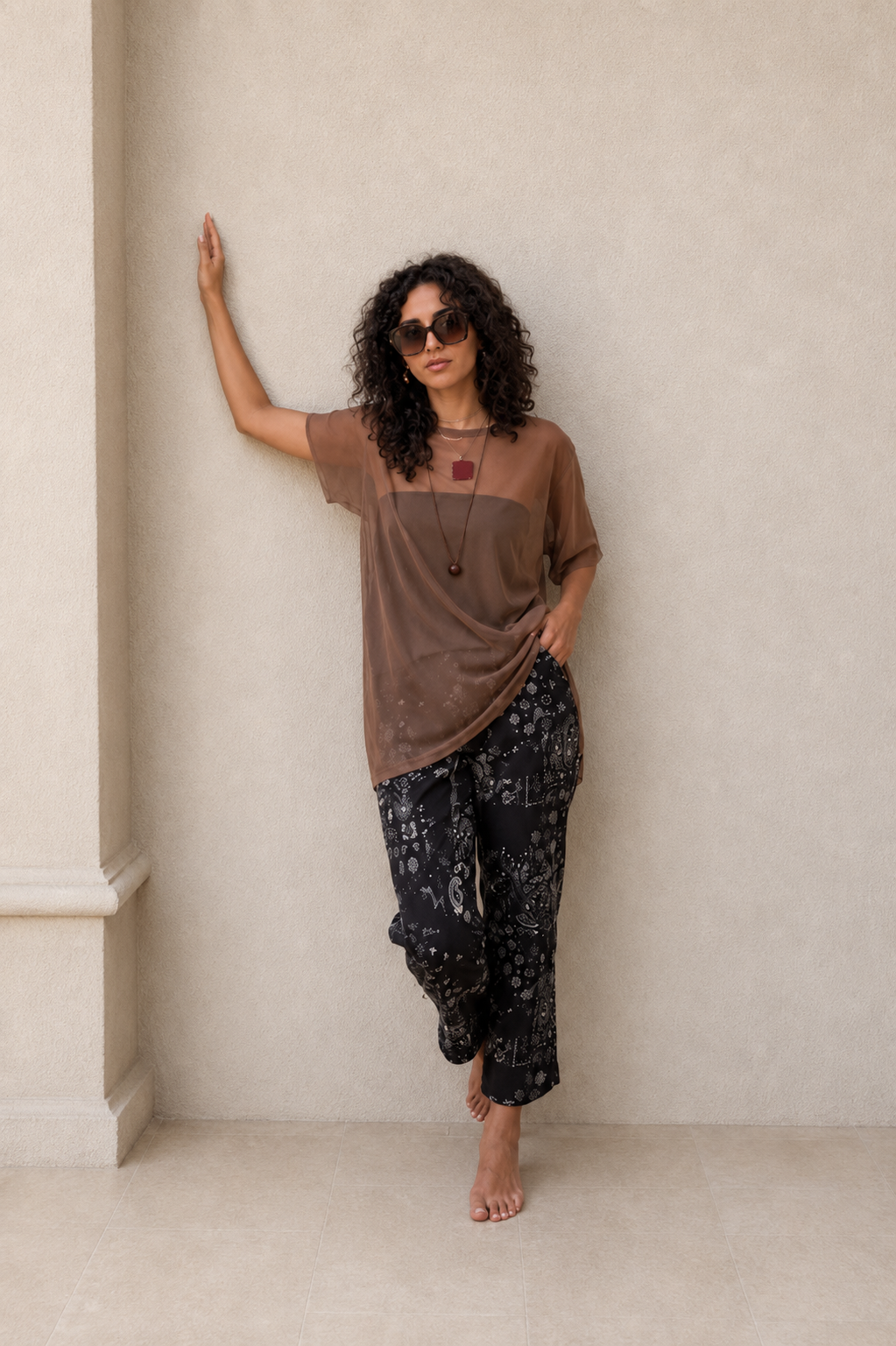 Paisley black surf-pants